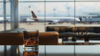 Elegance in Transit: A Whiskey Moment in an Upscale Airport Lounge
