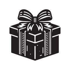 A silhouette with black and white box