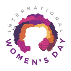 International Women's day social media post, template, IWD, logo, poster, banner, card, vector, silhouette, design for Women's day wishes, greeting card, flyer, 8 March, isolated on white background