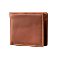 brown leather wallet isolated white, png