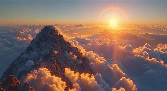 sunrise view of snowy mountains footage