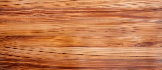 Obraz premium This close-up view showcases the intricate details of a natural wood grain surface, revealing the texture and patterns of the teak veneer.