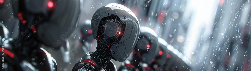 Poster robotics and ai development in a cybernetic network, reflecting cutting-edge technology and automati