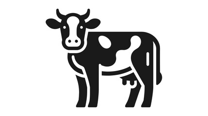 Cow, farm animal line icon white background