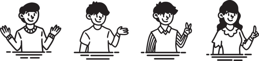 line art of people for teaching and academic.