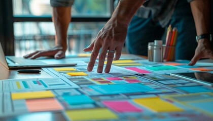 Obraz premium User Experience (UX) Design Standards, UX design standards in web governance with an image depicting user research, AI