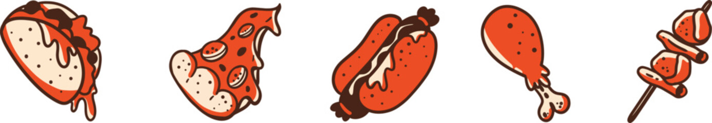 illustration of foods and street snacks