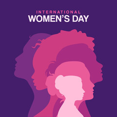 International Women's Day template, social media post, vector, IWD, banner, poster, card, logo, silhouette, illustration, design for Women's day wishes, greeting card, web, flyer, 8th March