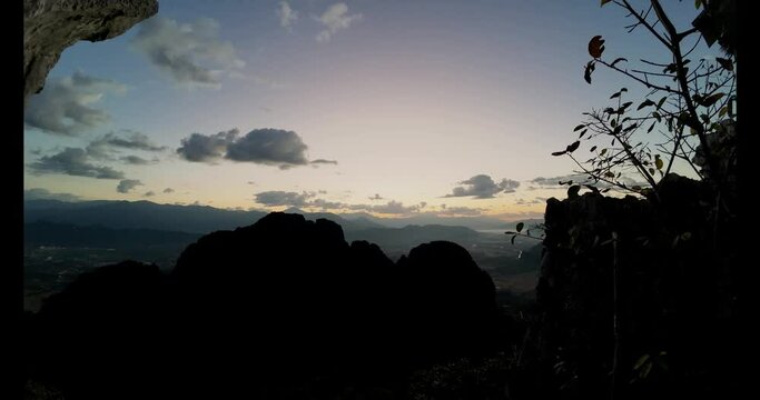 Sunrise at View Point in Vang Vieng, Laos at Pha Ngern View Point. Sunning view early morning view until Nam Ngum Asia Holiday time