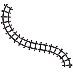 Fototapeta premium Railway Line, Rails Symbol, Train Tracks Sign, Railroad Pictogram, Railway Track Silhouette. Vector illustration.