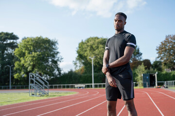 Portrait of athlete at stadium