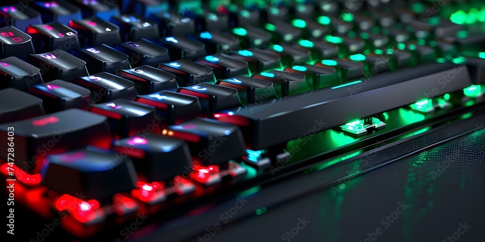 Poster macro photograph of a computer keyboard in high definition closeup. concept technology, macro photog