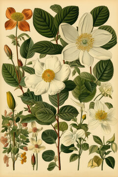 Vintage flowers illustrations