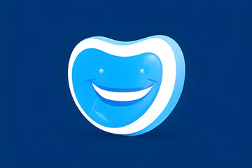 Dental clinic logo: A smiling tooth icon in crisp white and sky blue, with a clean, sterile texture