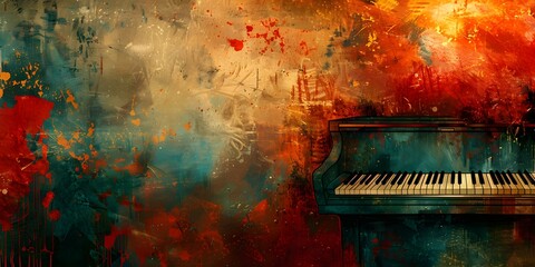 Artistic Piano Themed Backdrop with Musical Vibes and Abstract Design Elements. Concept Abstract...