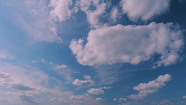 Cloudscape With Various Cloud Types On Background Of Blue Sky. Semi-Transparent Layers On Different Height.