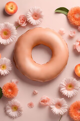 chocolate donut with pink flower