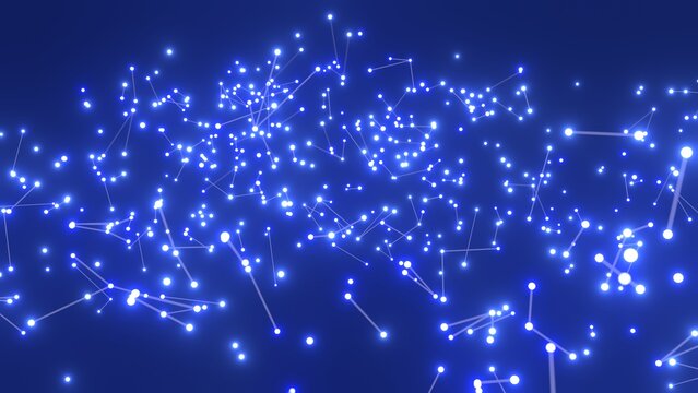 energievoll blau leuchtende symmetrisch vernetzte Lichter, Energie, Strom, St&auml;rke, Netzwerk, Sicherheit, kraftvoll, schnelles Internet, Licht, Technologie, Wissenschaft