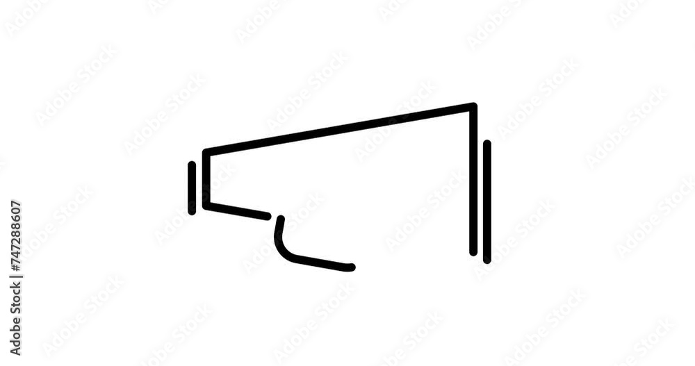 Poster loudhailer animated outline icon on white background. loudhailer 4k video animation for web, mobile 