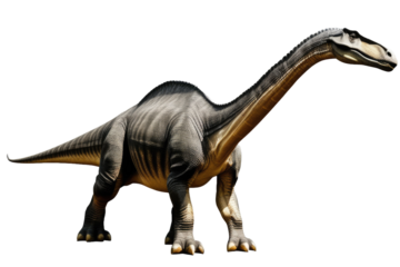 a high quality stock photograph of a Brachiosaurus dinosaur full body isolated on a white background