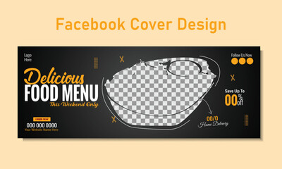 Food Facebook cover design for restaurant business ads and marketing promotion, timeline cover template