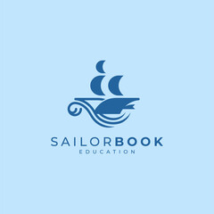 sailboat and book for sailing education logo