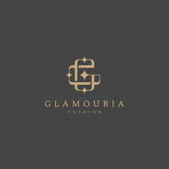 letter G and star with line art style, luxury, elegant and feminine for clothing and fashion logo