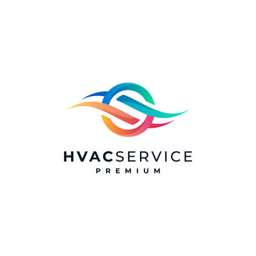 letter S and hot and cold air accents for air conditioning or HVAC maintenance logo