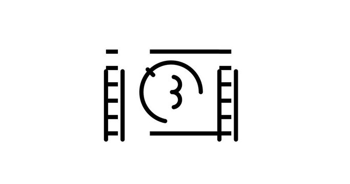 old movie countdown animated outline icon on white background. old movie countdown 4k video animation for web, mobile and ui design