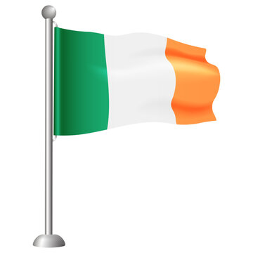 3d flag of Ireland isolated on a transparent background. Vector illustration 