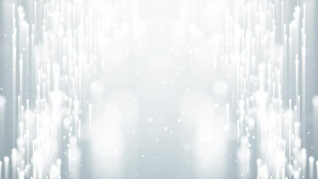 Wedding background. luxury white silver particle glitter elegant glowing light with bokeh dust particles motion video animated background.
