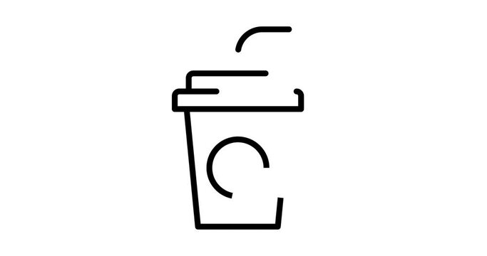 drink animated outline icon on white background. drink 4k video animation for web, mobile and ui design