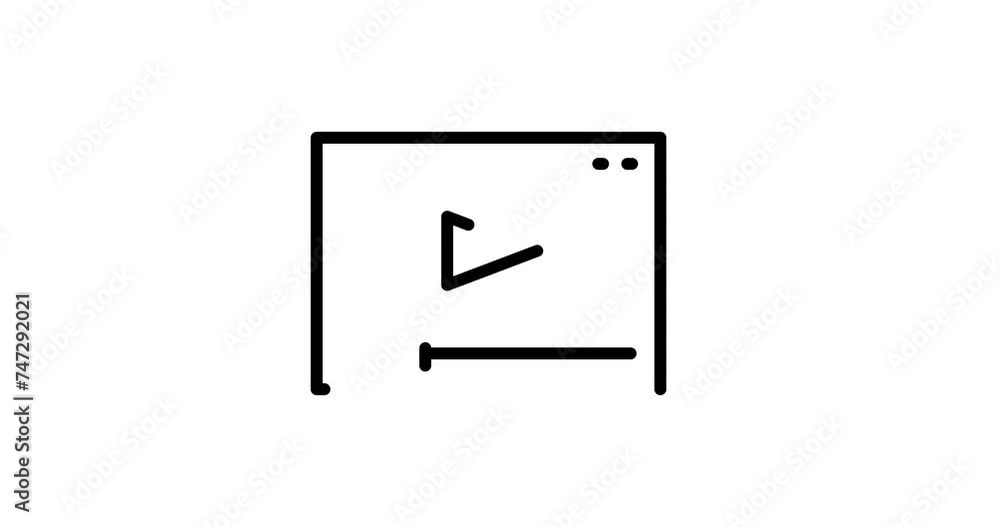 Poster video player animated outline icon on white background. video player 4k video animation for web, mob