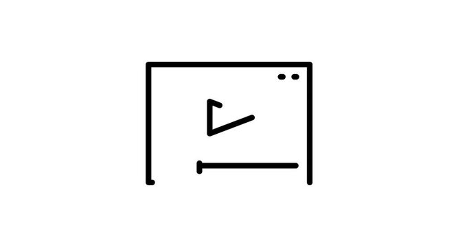 video player animated outline icon on white background. video player 4k video animation for web, mobile and ui design