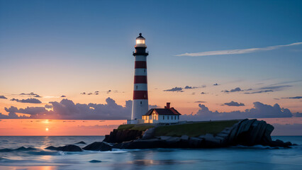 lighthouse at dusk