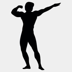 Fototapeta na wymiar vector icon of athlete performing dumbbell press isolated on white background
