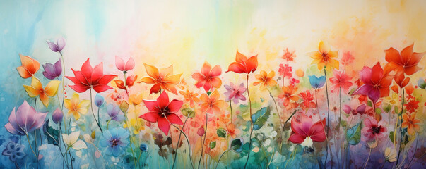 Abstract floral A symphony of colorful, abstract flower designs set against a harmonious, textured background