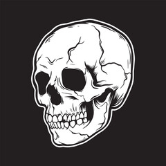 Skull art black and white hand drawn illustrations vector