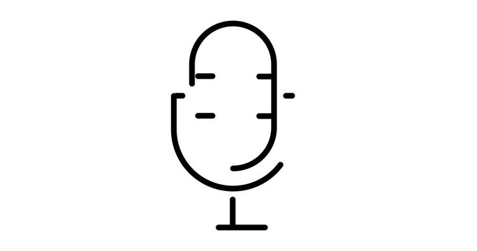 microphone animated outline icon on white background. microphone 4k video animation for web, mobile and ui design