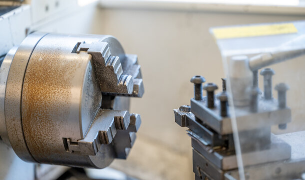 Close-up pictures of a lathe