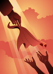 Elijah was passing the mantle to Elisha vector illustration