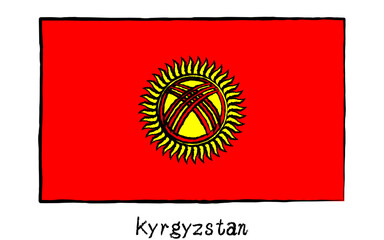Analog hand-drawn world flag, Kyrgyzstan