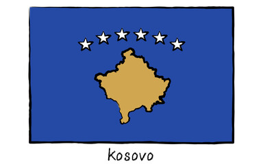 Analog hand-drawn world flag, Kosovo