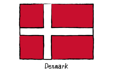 Analog hand-drawn world flag, Denmark