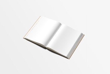 Realistic hard cover book mock up isolated on soft gray background. 3D illustrating.