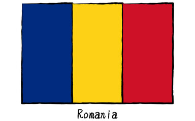 Analog hand-drawn world flag, Romania