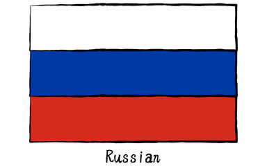 Analog hand-drawn world flag, Russia