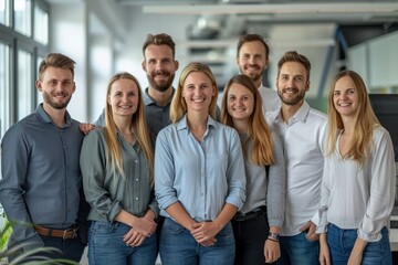 Authenticity in the Office: German Employees in Casual Business Attire Gather in Workspace