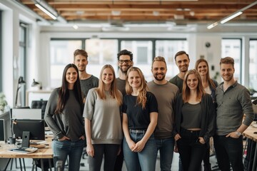 Authenticity in the Office: German Employees in Casual Business Attire Gather in Workspace