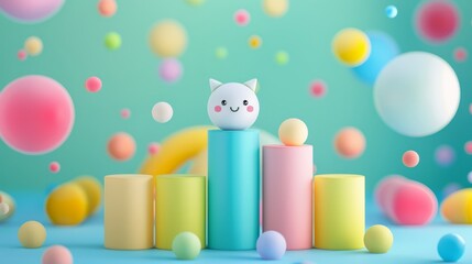 Naklejka premium Cute 3d illustration: colorful bar graph representation with gradient effect